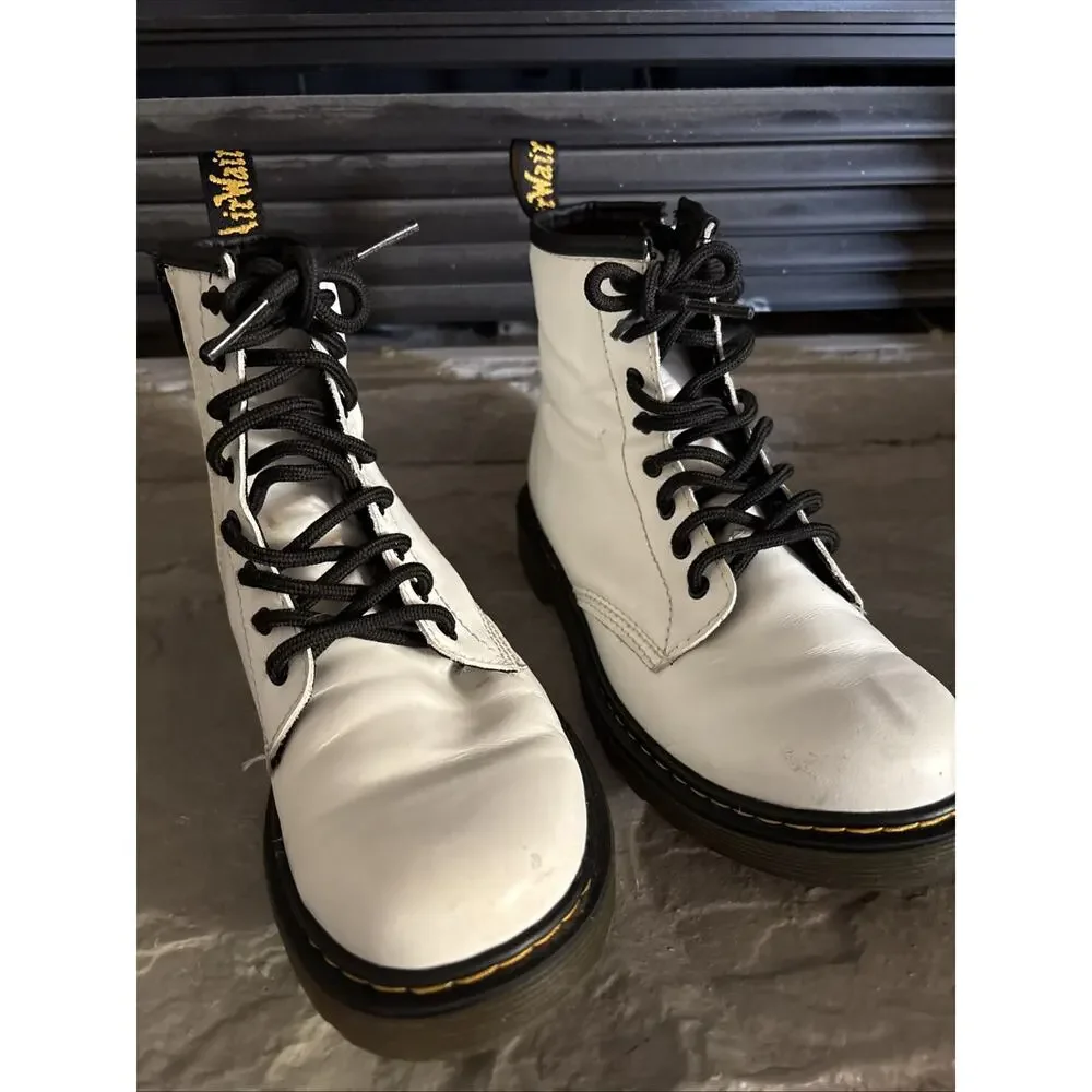 Dr. Martens Dr Quad Jadon Women's White Leather Platform Lace Up Boots 3 UK 5 US
